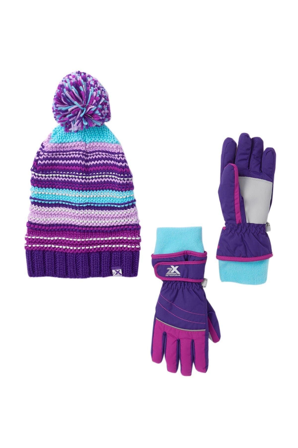 ZeroXposur Heera Girls Thinsulate Winter Gloves and Hat Set